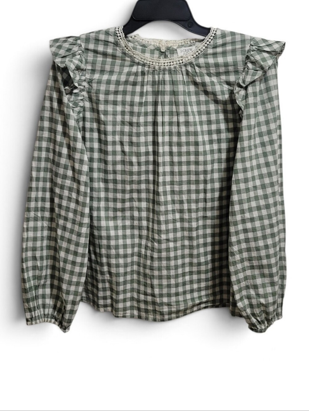 J. Crew Gingham Ruffle Blouse